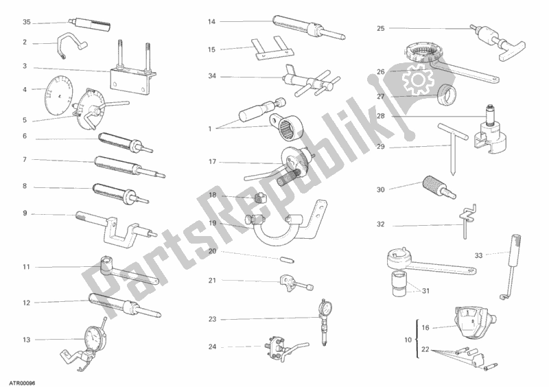 Alle onderdelen voor de Werkplaatsgereedschap, Motor van de Ducati Multistrada 1100 S USA 2008